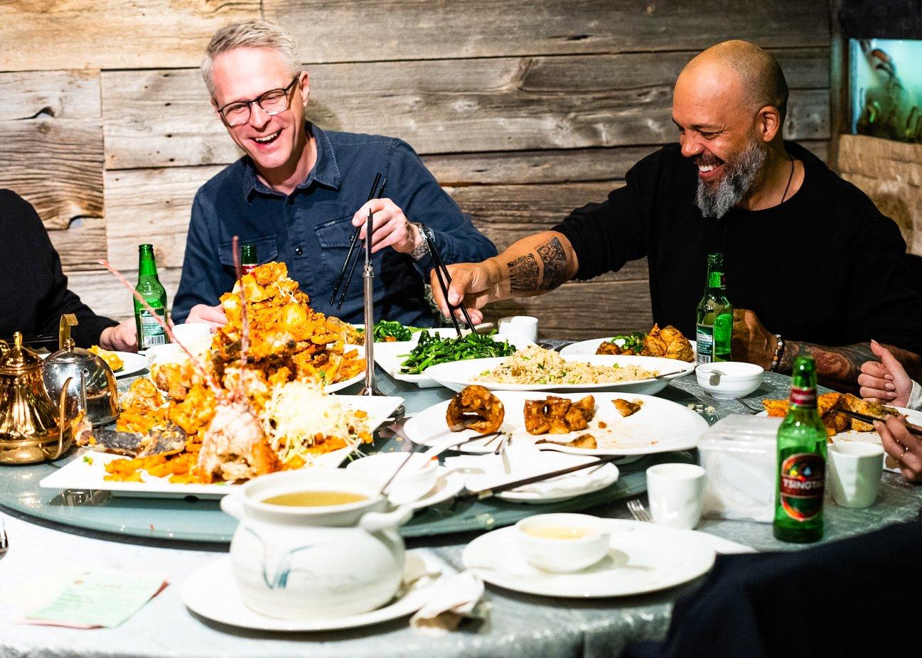 Nuttall-Smith and friends feasting on Hong Kongâstyle lobster at Fishman Lobster Clubhouse, a Chinese party spot in Scarborough, Ontario
