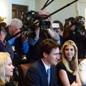 Prime Minister Justin Trudeau takes part in a business roundtable discussion at the White House in Washington, D.C. on Monday, Feb. 13, 2017. (Sean Kilpatrick/CP)