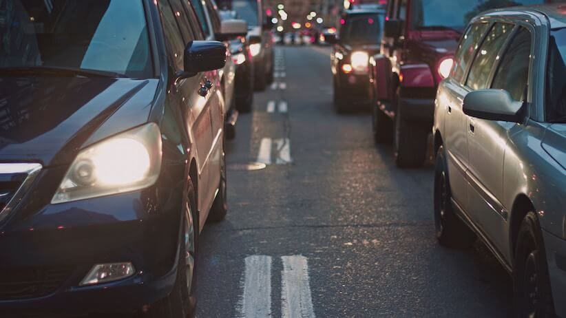Cars stopped in traffic
