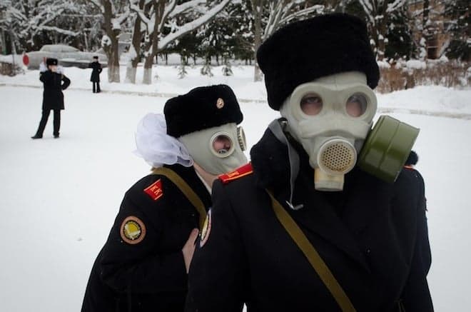 Girl soldiers. The Moscow Girls Cadet Boarding School.