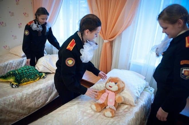 Girl soldiers. The Moscow Girls Cadet Boarding School.