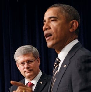 Obama meets with Canadian Prime Minister Harper in Washington
