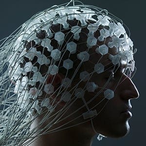 Man with Electrode Wires on Head