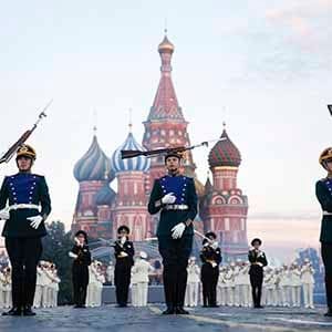 Participants perform during the International Military Music Festival "Spasskaya Tower" in Moscow