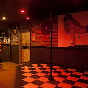 Don Verstraeten manager of Codette Bar looks at an empty stage and a bar devoid of patrons since provincial legislation banned strippers. Codette, SK. (Photograph by Nayan Sthankiya)
