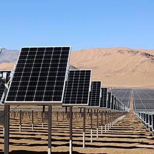 Solar panels of local mining company CAP are seen in the Atacama Desert June 5, 2014. CAP inaugurated the largest solar plant in Latin America with an area equivalent to 200 football fields and to generate enough power to meet almost all the electrical needs of an iron ore mine. The arid northern part of Chile and the southern Patagonia are ideal to generate, solar, wind or geothermal power. Picture taken June 5, 2014. (Fabian Andres Cambero/Reuters)