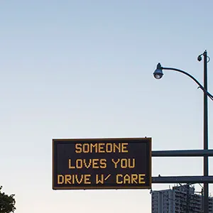TORONTO, ONTARIO, CANADA - May 22, 2015: The overhead message board seen at Lakeshore Blvd West and British Colombia Drive in Toronto. ( Photo by Philip Cheung)
