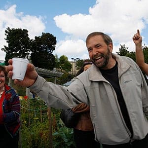 New Democratic Party (NDP) candidate Thomas Mulcair greets people at a community fair while campaigning in his riding of Outremont in Montreal, September 16, 2007. Quebec voters will go to the polls in three federal by-elections on September 17. (Shaun Best/Reuters)