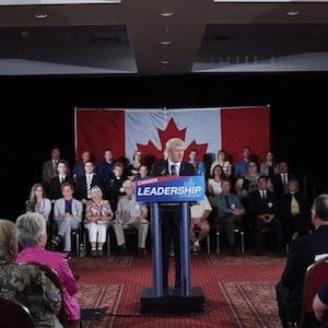 Conservative leader Stephen Harper makes a campaign stop in Fredricton, New Brunswick on Monday, August 17, 2015. THE CANADIAN PRESS/Sean Kilpatrick