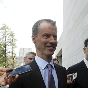 Nigel Wright, former chief of staff to Canadian Prime Minister Stephen Harper, arrives at the courthouse in Ottawa, Canada, August 13, 2015. Wright is testifying in the trial of suspended Senator Mike Duffy, who is accused of receiving a bribe and abusing expense claims. (Chris Wattie/Reuters)