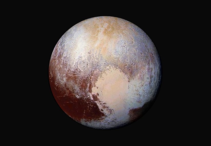 A false color image of Pluto made by combining LORRI and Ralph data. (Johns Hopkins University Applied Physics Laboratory/Southwest Research Institute/NASA)