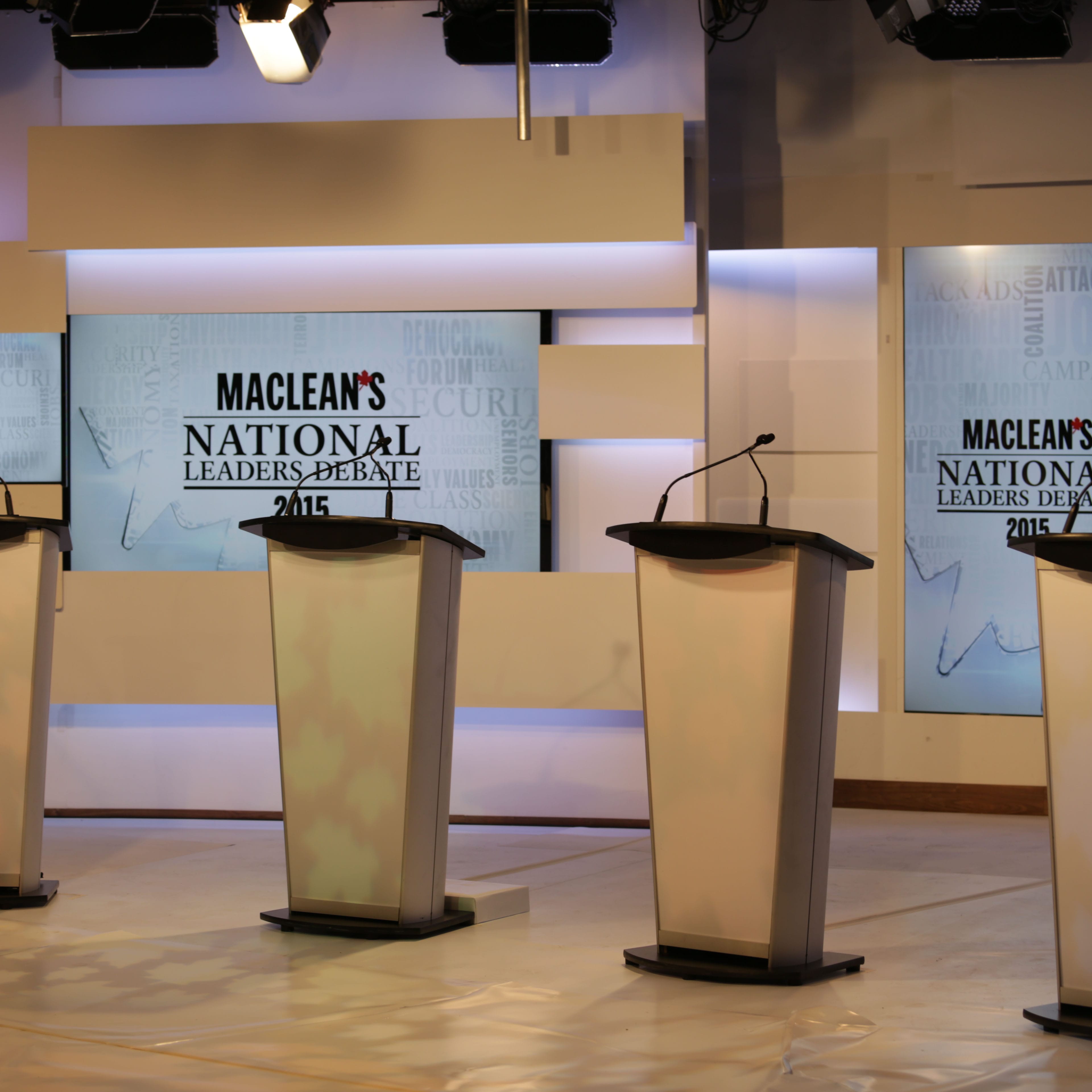 The last rehearsal before the Maclean's Leaders Debate. (Photo credit: Dillan Cools/Maclean's)