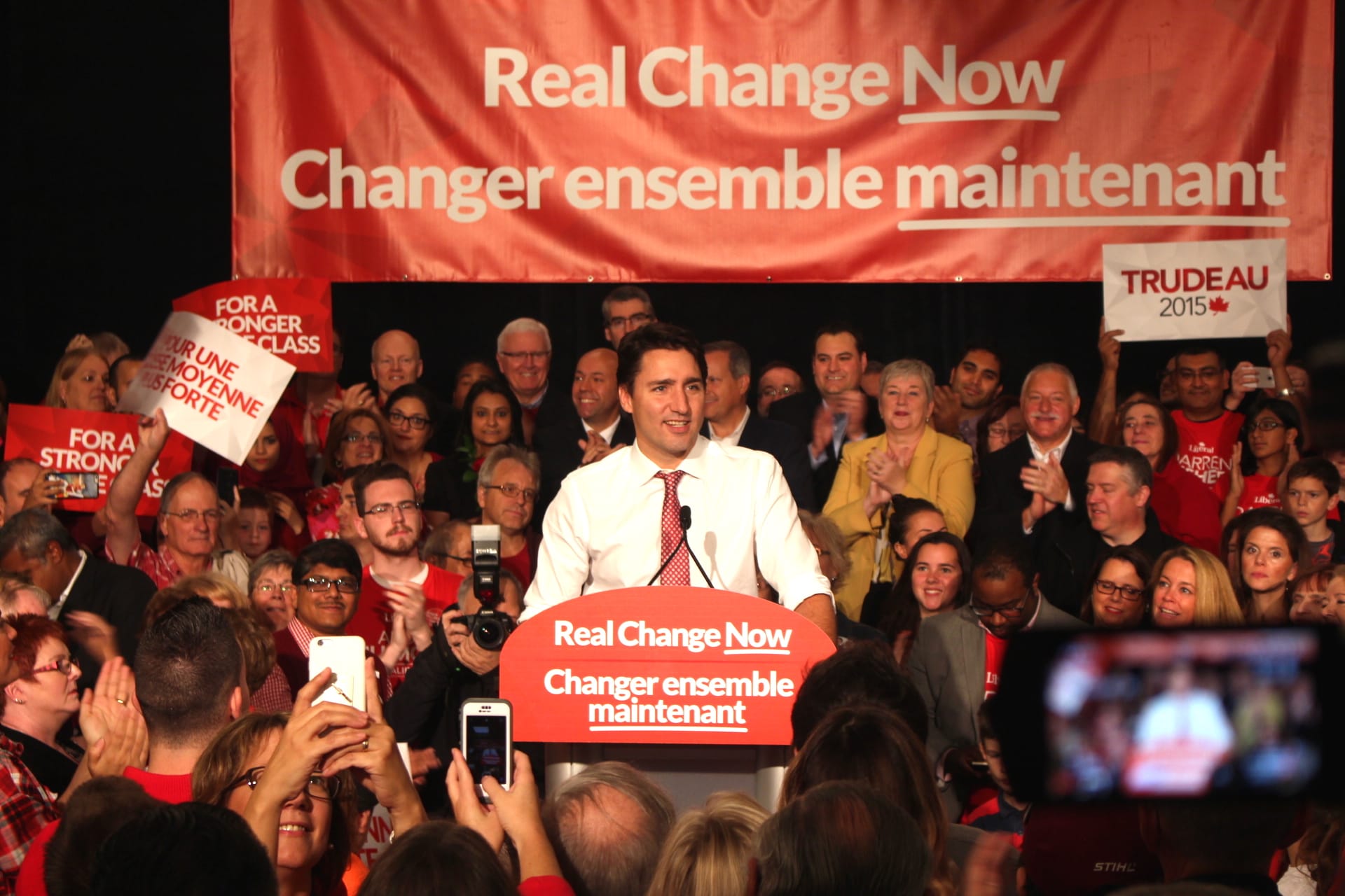 Justin Trudeau speaks at a rally at Halifax's Westin Hotel on October 17, 2015. (Photograph by Adrian Lee)