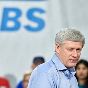 Conservative Leader Stephen Harper speaks during a campaign stop at Global Systems Emissions Inc., in Whitby, Ont., on Tuesday, October 6, 2015. (Nathan Denette/CP)