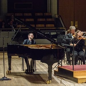 Luca Buratto performs in the Honens Competition Finals with Calgary Philharmonic Orchestra and conductor Yan Pascal Tortelier. (Monique de St. Croix)