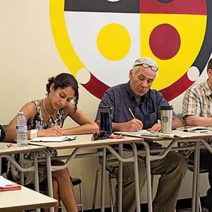 Students take part in the University of Winnipeg's Ojibwe language programming at the Wii Chiiwaakanak Learning Centre in Winnipeg. (Stewart Racette/Wii Chiiwaakanak Learning Centre)