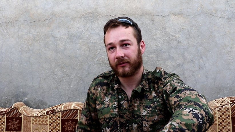 John Gallagher, a Canadian former soldier with the 2nd Battalion of the Princess Patricia's Canadian Light Infantry at a Kurdish frontline position in Hassakeh city in northeast Syria. (Photograph by Adnan R. Khan)