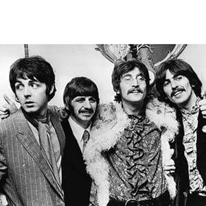 19th May 1967: The Beatles celebrate the completion of their new album, 'Sgt Pepper's Lonely Hearts Club Band', at a press conference held at the west London home of their manager Brian Epstein. The LP is released on June 1st. (John Pratt/Keystone/Getty Images)