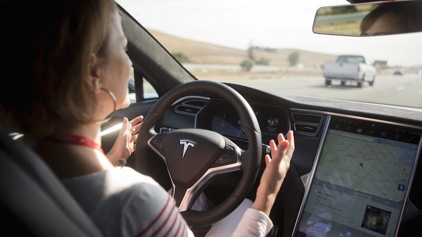 New Autopilot features are demonstrated in a Tesla Model S during a Tesla event in Palo Alto, California October 14, 2015. REUTERS/Beck Diefenbach