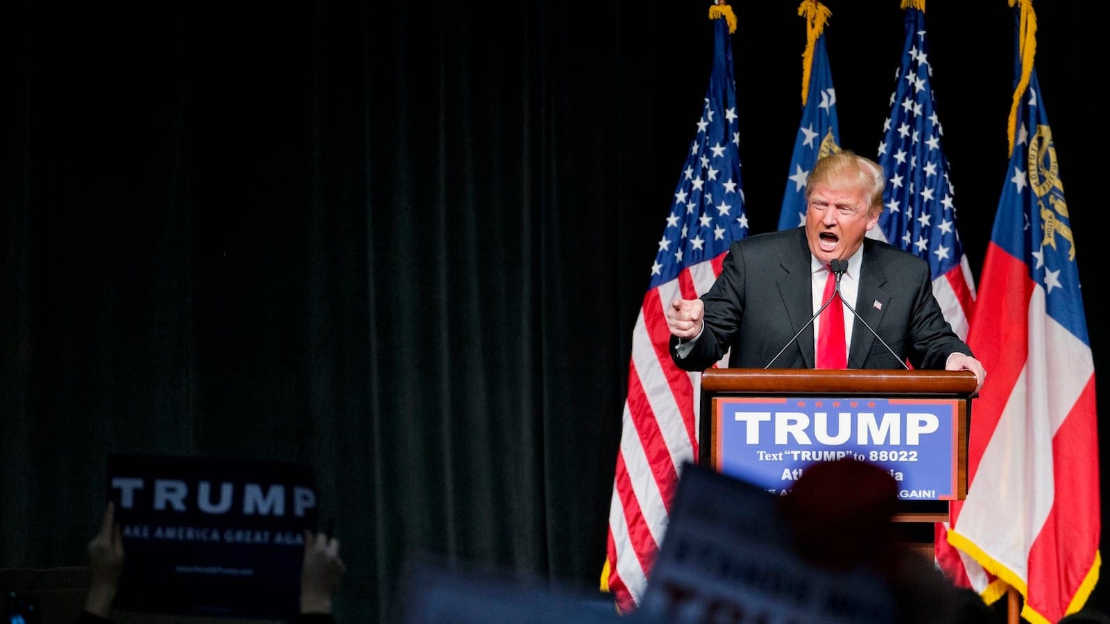 Republican presidential candidate Donald Trump speaks at a campaign event in Atlanta. (AP Photo/David Goldman, File)