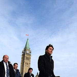 Prime Minister Justin Trudeau makes his way to a press conference at the National Press Theatre in Ottawa on Monday, Feb. 8, 2016. THE CANADIAN PRESS/Sean Kilpatrick