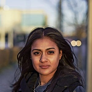 Navi Dhanota, a York University student won a precedent-setting human rights complaint against the school. She pictured near her home on a cold January day. Toronto, Canada. January 11, 2016. (Nick Kozak)