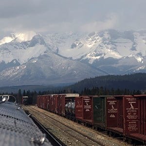Scenery along the track aboard the Canadian, a Via Rail train between Edmonton and Jasper Alberta, on a trip from Toronto to Vancouver. (Bernard Weil/Toronto Star/Getty)
