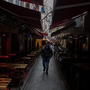 Istanbul, Turkey Hamid Ismail (not his real name) walks through Istanbul's Beyoglu district. The 27-year old Syrian refugee is trying to go through the legal United Nations resettlement program to start a new life after he dodged the draft in Syria. (Photograph by Adnan R. Khan)