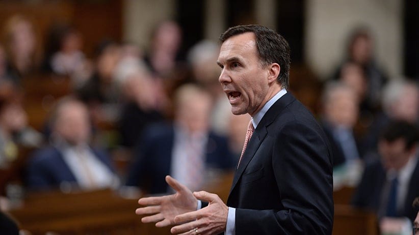 Minister of Finance Bill Morneau responds to a question during question period in the House of Commons on Parliament Hill in Ottawa on Monday, Feb. 22, 2016. (Sean Kilpatrick/CP)