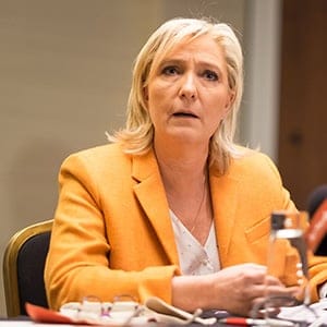 French far right Front National (FN) president Marine Le Pen speaks at a press conference in Quebec City on March 20, 2016. Le Pen criticized Canada's immigration policy, in particularly the opening of doors to Syrian refugees. (Florence Cassisi/AFP/Getty Images)