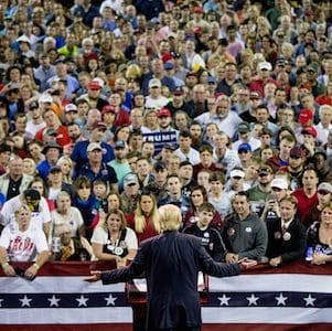 Republican presidential candidate Donald Trump speaks at a rally at Valdosta State University in Valdosta, Ga., Monday, Feb. 29, 2016. (AP Photo/Andrew Harnik)