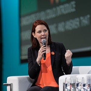 Jennifer Hollett at the NDP Convention in Edmonton on April 9, 2016. (Jenna Marie Wakani/NDP)
