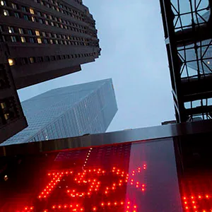 FILE-- A tote board displays the closing figure for the TSX for the year in Toronto, in a Dec. 31, 2012 file photo. Stock markets around the world got off to a bad start in the first day of trading for 2016, sparked by a sharp drop in China that triggered a new "circuit breaker" mechanism that closed trading early to limit losses. Frank Gunn/CP