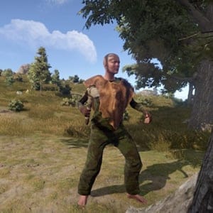 A female avatar in the game Rust. (playrust.com)
