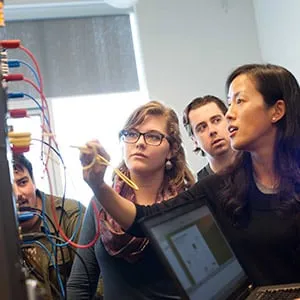 Electrical engineering students on campus at UOIT in Oshawa, ON. (Photograph by Cole Garside)