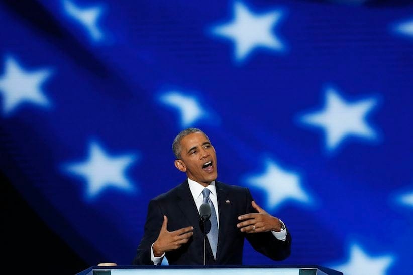 President Barack Obama speaks during the third day of the Democratic National Convention in Philadelphia , Wednesday, July 27, 2016. (AP Photo/J. Scott Applewhite)