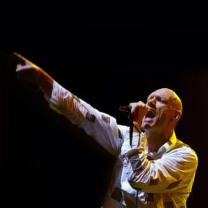 Peter Garrett performing with Midnight Oil. (Dallas Kilponen/Getty)