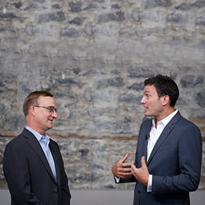 Evan Solomon and John Geddes talk politics at Third Floor York in Ottawa August 18, 2016. Photograph by Blair Gable