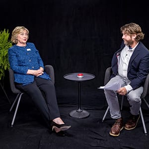 Democratic presidential candidate Hillary Clinton, left, appears with actor-comedian Zach Galifianakis during an appearance for the online comedy series, "Between Two Ferns." (FunnyorDie.com via AP)