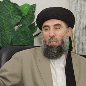 Gulbuddin Hekmatyar, a former Afghan warlord in exile in Iran, speaks during an interview with the AFP in Tehran October 17, 2001. (Atta Kenare/AFP/Getty Images)