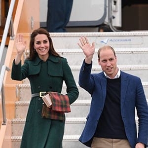 Catherine Duchess of Cambridge and Prince William arrive at Whitehorse airport in Yukon. (Tim Rooke/REX/Shutterstock/CP)