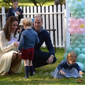 Prince William, and his wife Kate, the Duke and Duchess of Cambridge, take part in a tea party with their children Prince George and Princess Charlotte at Government House in Victoria, Thursday, Sept. 29, 2016. (Jonathan Hayward/CP)