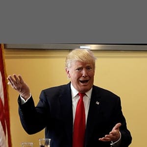 U.S. Republican presidential nominee Donald Trump meets with local small business leaders before a campaign rally in West Palm Beach, Florida, U.S., October 13, 2016. (Mike Segar/Reuters)