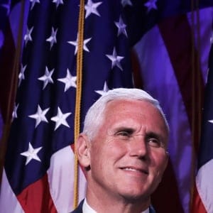 NEW YORK, NY - NOVEMBER 09: Republican president-elect Donald Trump delivers his acceptance speech as Vice president-elect Mike Pence looks on during his election night event at the New York Hilton Midtown in the early morning hours of November 9, 2016 in New York City. Donald Trump defeated Democratic presidential nominee Hillary Clinton to become the 45th president of the United States. (Photo by Chip Somodevilla/Getty Images)