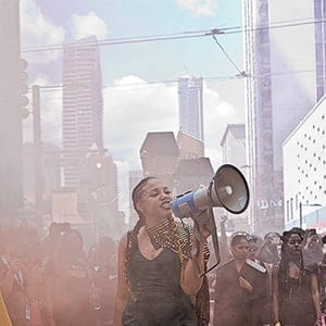 Black Lives Matters protesters interrupt Toronto's 2016 Pride Parade. (Photograph by Jennifer Roberts)