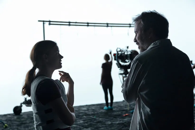 Left to right: Amy Adams and director Denis Villeneuve on the set of the film 'Arrival'. (Handout/Paramount Pictures)