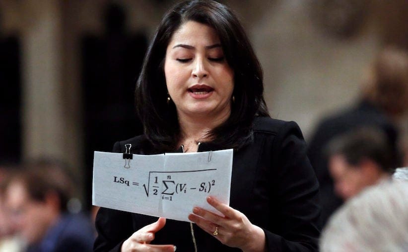 Maryam Monsef Minister of Democratic Institutions stands in the House of Commons during question period on Parliament Hill, in Ottawa, Thursday, December 1, 2016. THE CANADIAN PRESS/Fred Chartrand