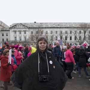Photographer Donna Ferrato documents the Women's March on Washington for Maclean's Magazine (Photograph by David Zelikovitz)