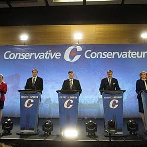 Leadership candidates prepare for the Conservative Party French language leadership debate, Tuesday, January 17, 2017 in Quebec City. (Jacques Boissinot/CP)