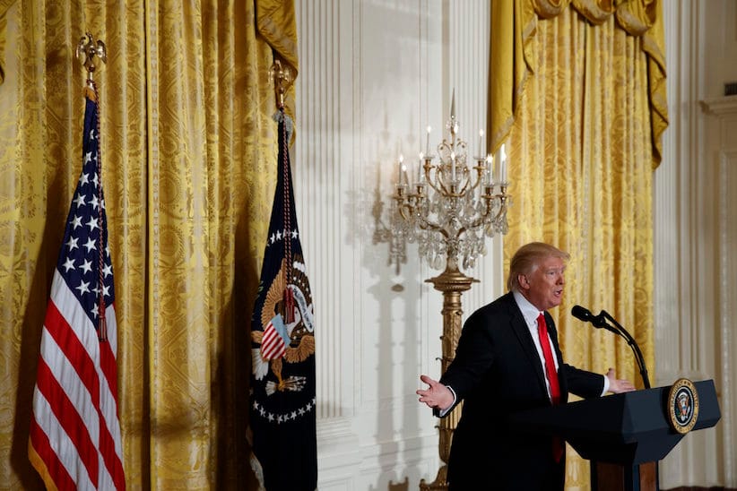 President Donald Trump speaks during a news conference in the East Room of the White House in Washington, Thursday, Feb. 16, 2017. (AP Photo/Evan Vucci)